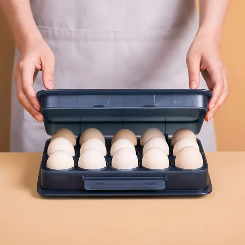 

Egg Storage Box Stackable with Lid Durable Plastic Egg Rack Household kitchen Accessories