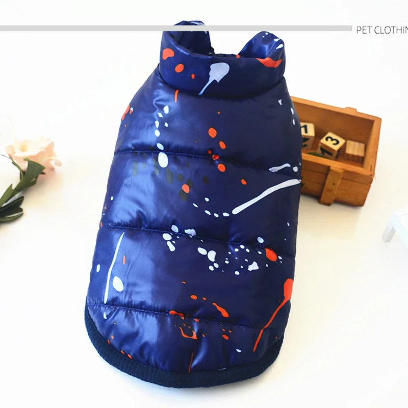 Blue splash 6 цветов, теплый флисовый жилет для собак, куртка для маленьких собак, зимняя одежда для щенков, чихуахуа, йоркширского терьера, пальто для собак, одежда для домашних животных - Цвет: Blue splash