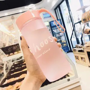 600ML Matte Sports Water Bottle Couple Water Mug Plastic Portable Drink Tarvel Outdoor with Portable Rope Juice Milk Kitchen Cup