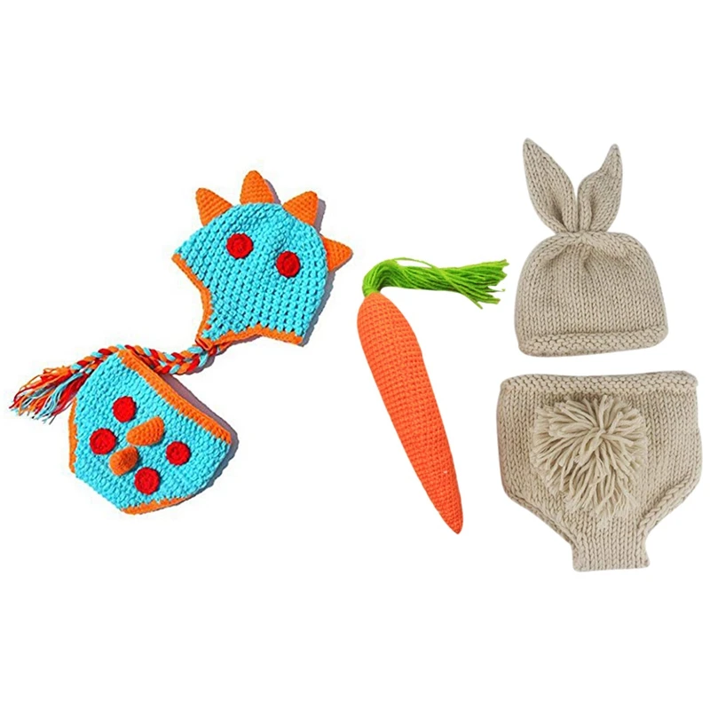 

Handmade Baby Hat Diaper Outfit with Infant Boy Girl Knit Rabbit Photo Outfits