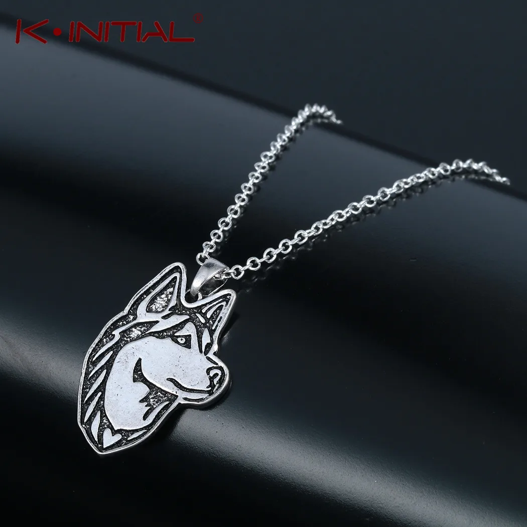

Kinitial Animal Dog Pendant Necklace Siberian Husky Charm Jewelry pendant and necklace. Great for all the Dog Collier