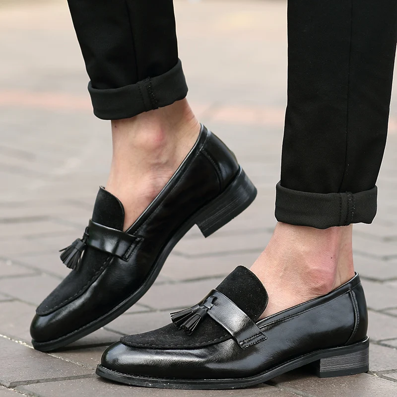 Бренд Сезон весна-осень Мужские туфли с кисточками из замши высокого качества