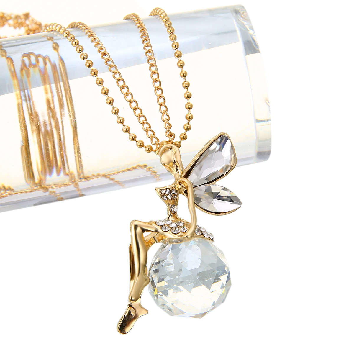 Элегантное женское ожерелье с подвеской в виде крыльев ангела и бабочки-летучей мыши с кристаллами для вечеринки танцовщицы.