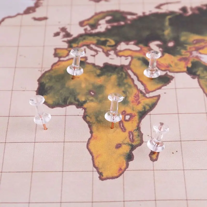 

G92E 200pcs Transparent Rose Gold Push Pins Thumb Thumbtack Board Drawing Photo Wall Studs Office School Supplies