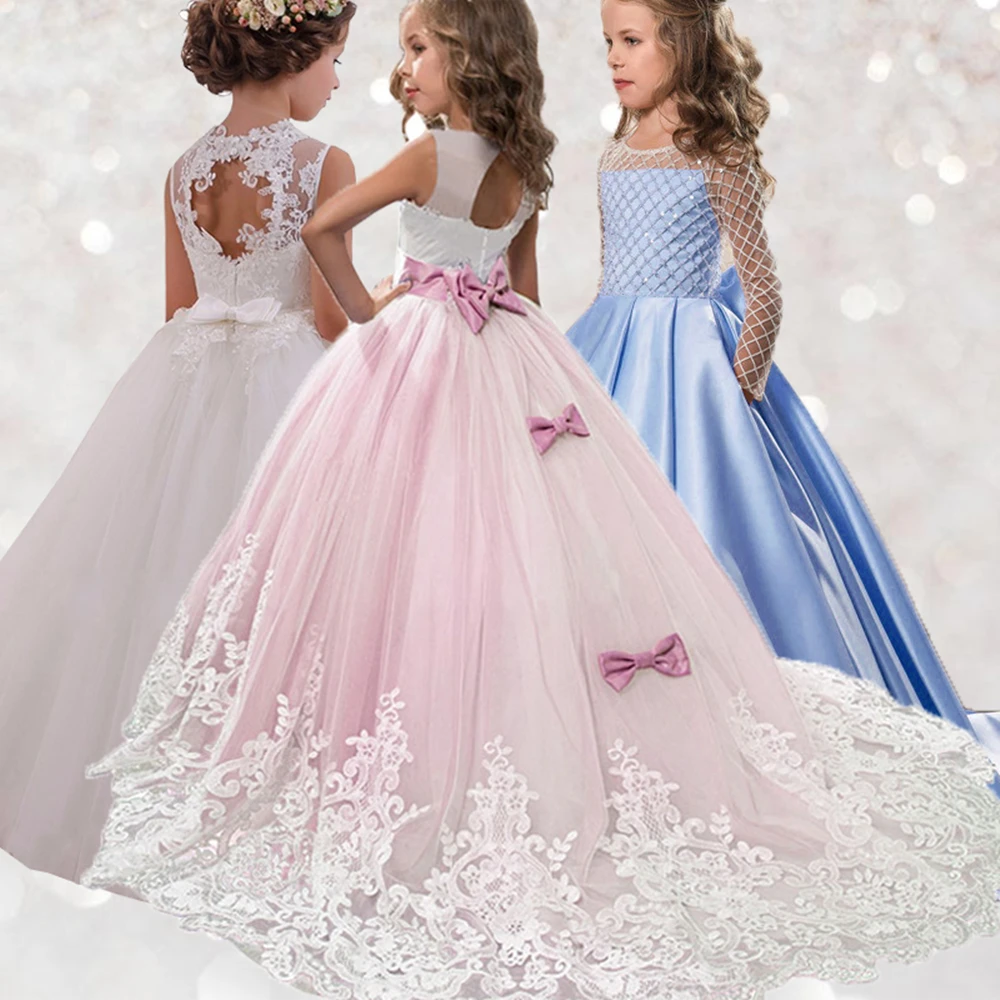 High Quality Summer Flower Girl Dress Children's Child Clothes Princess Costume Party Baby Wedding Vestido Comunion | Детская одежда