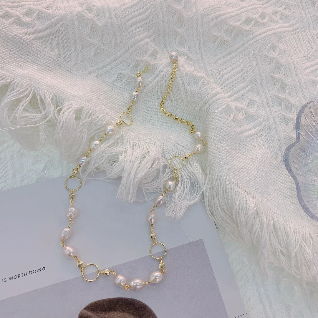 

DAIMI натуральное пресноводное жемчужкольное изделие под шею 14K позолоченное для женщин