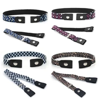 1pc child kids elastic beltsstretch canvas belt for boys girls jeans pantsbuckle freeno buckleno bulge4 colors print straps