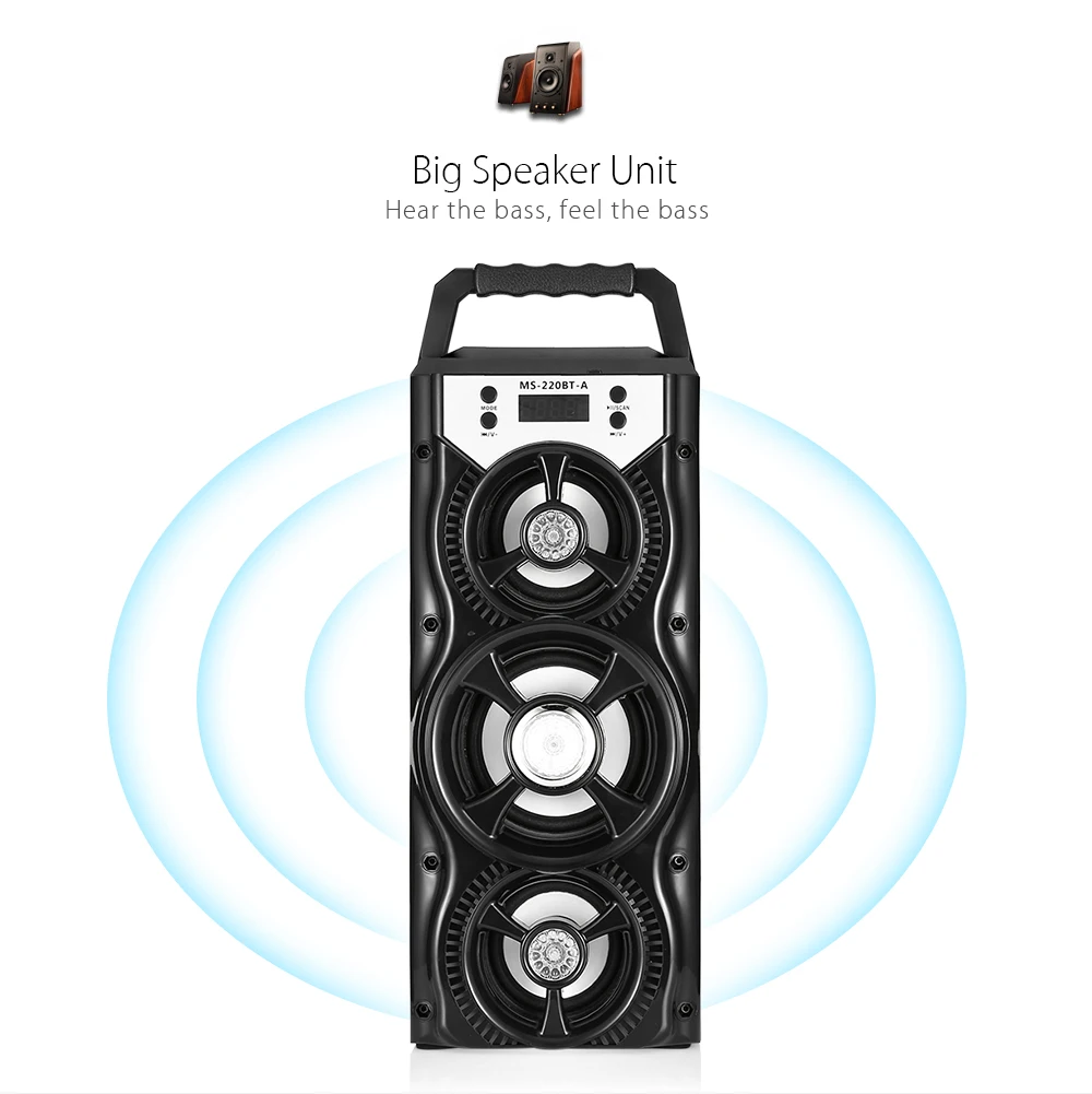 GBTIGER MS-220BT Bluetooth динамик с fm-радио AUX USB TF слот для карты портативный Bluetooth динамик с светодиодный подсветкой