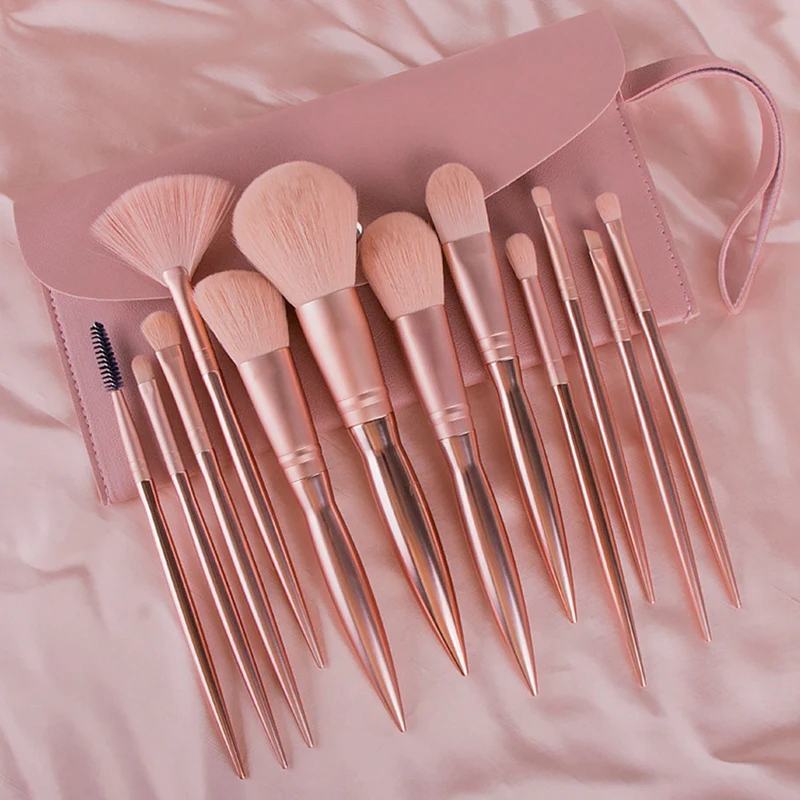 

12Pcs Rose Gold Makeup Brushes Small Bean Paste Electroplated Makeup Brush Plastic Handle Beauty Makeup Tool Kit
