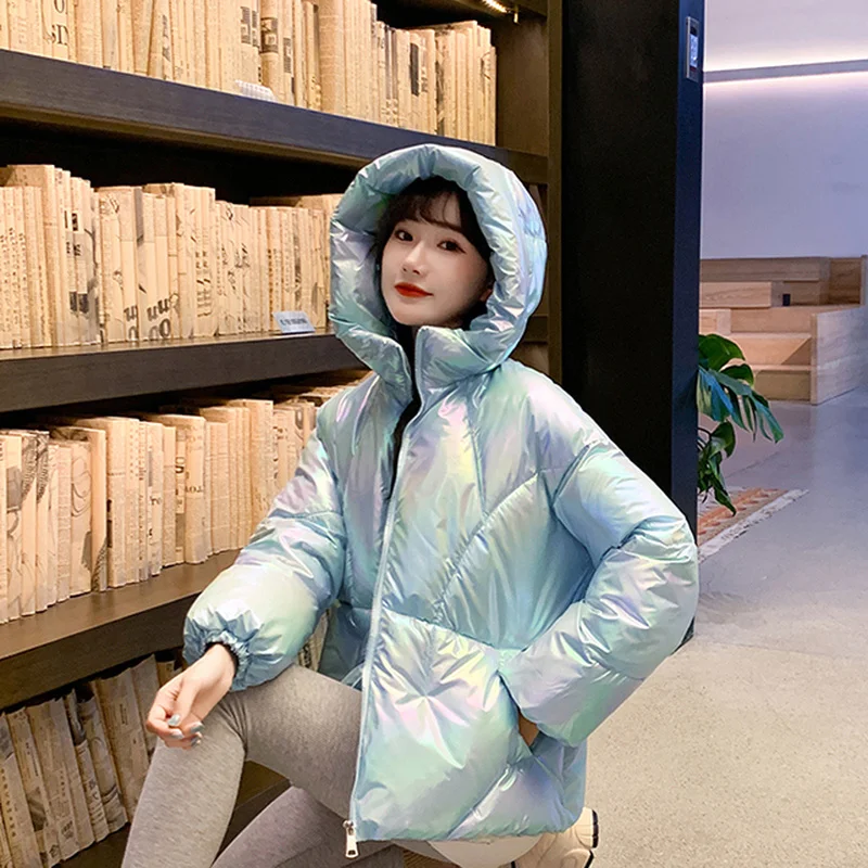 Women Winter Thick Coats Fashion Streetwear Hooded Outwear Windproof Warm Down Jackets 2023 Neon Color Jacket Hoodies Overcoat