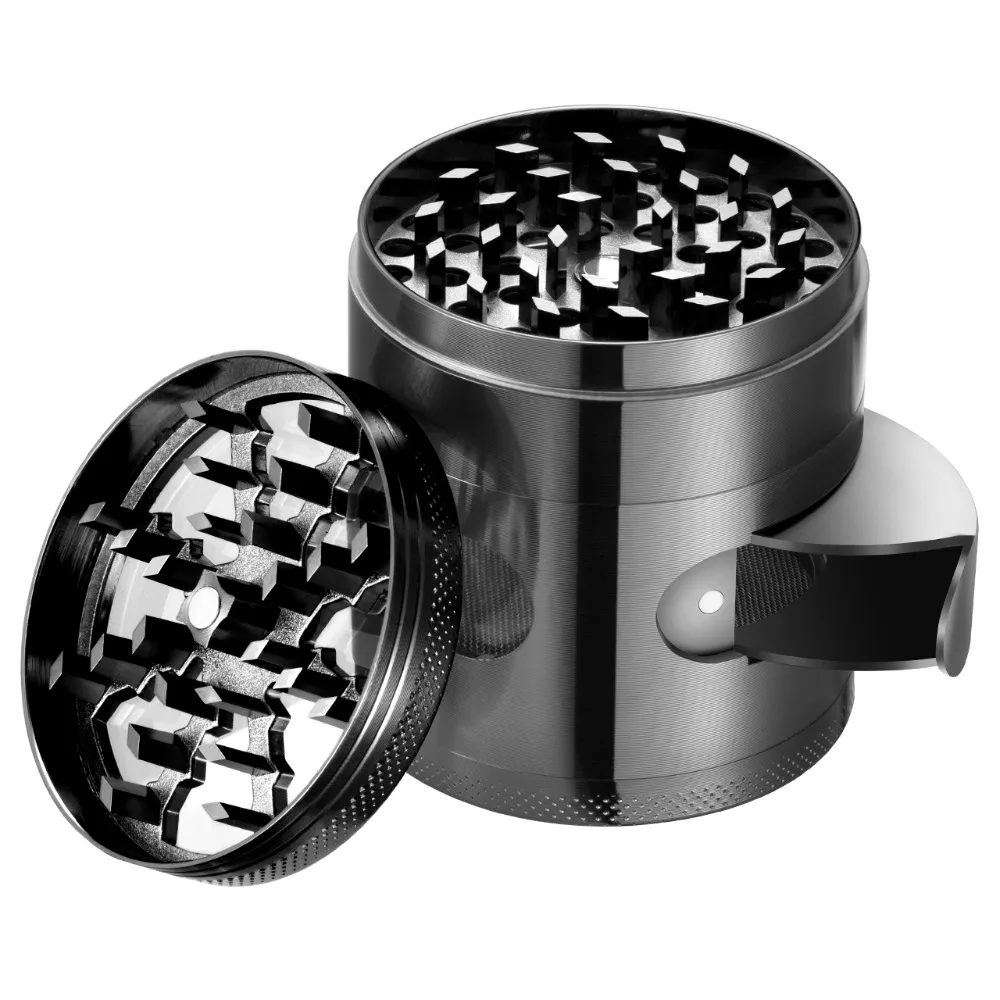 

High Qulity Zinc Alloy Tobacco Herb Grinder Crusher 4 Layers with Pollen Scraper Premium Hollow 2.3inch Diameter Cocina Gadget