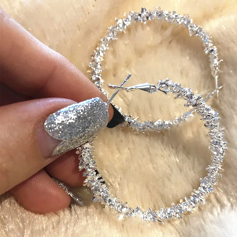 

2021 New Big Circle Round Hoop Earrings for Women's Fashion Statement Golden Punk Charm Earrings Party Jewelry