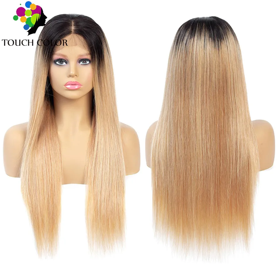 Hairvev 4*4 Омбре Кружева Закрытие человеческих волос парики бразильские Remy 150% плотность Омбре прямые кружева Закрытие парики для черных женщин