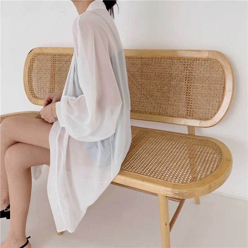 Женский шифоновый кардиган Hirigin летний прозрачный для защиты от солнца длинное