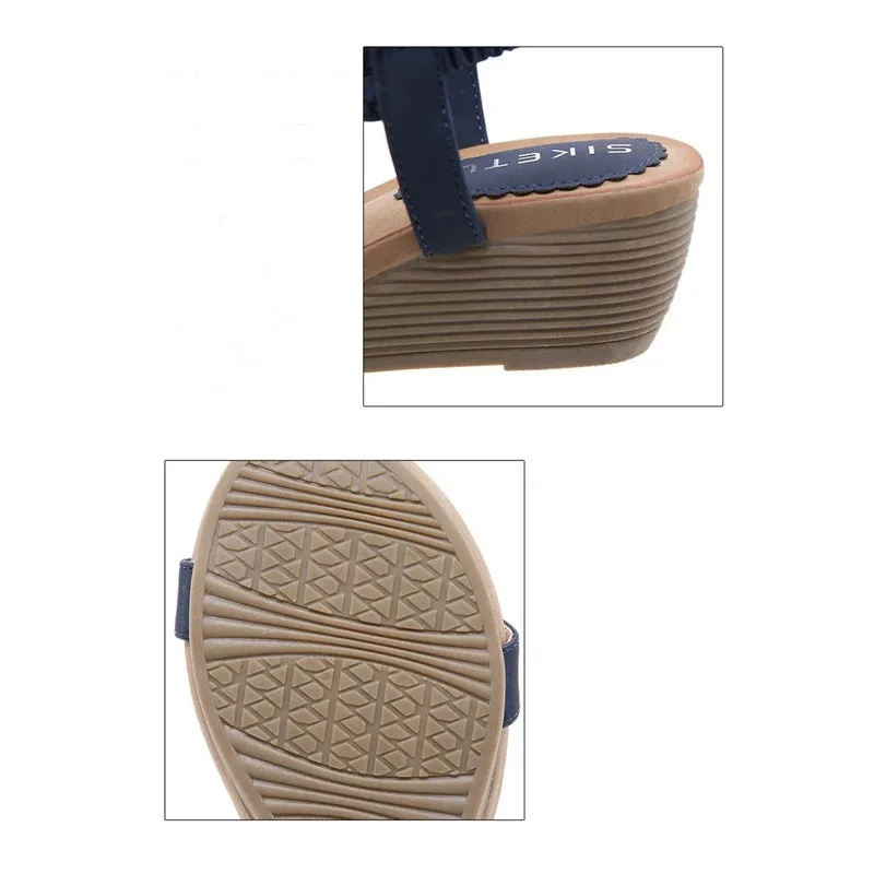 Босоножки женские бейарне на танкетке с деревянными бусинами дышащие однотонные