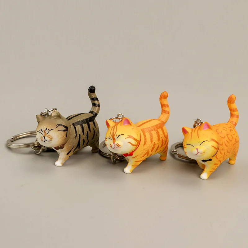 

7 Color Cartoon Lovely Resin Bell Cat Keyring Car Pendant Bag Ornament Trinket for Women Keychain Couple Best Friend Pet Jewelry