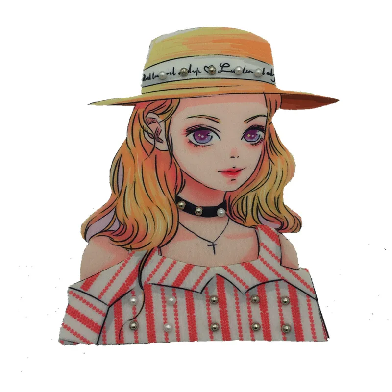 

50pcs/Lot Embroidery Patches Letters Clothing Decoration Accessories Cartoon Girl Diy Iron Heat Transfer Applique Iron Ons