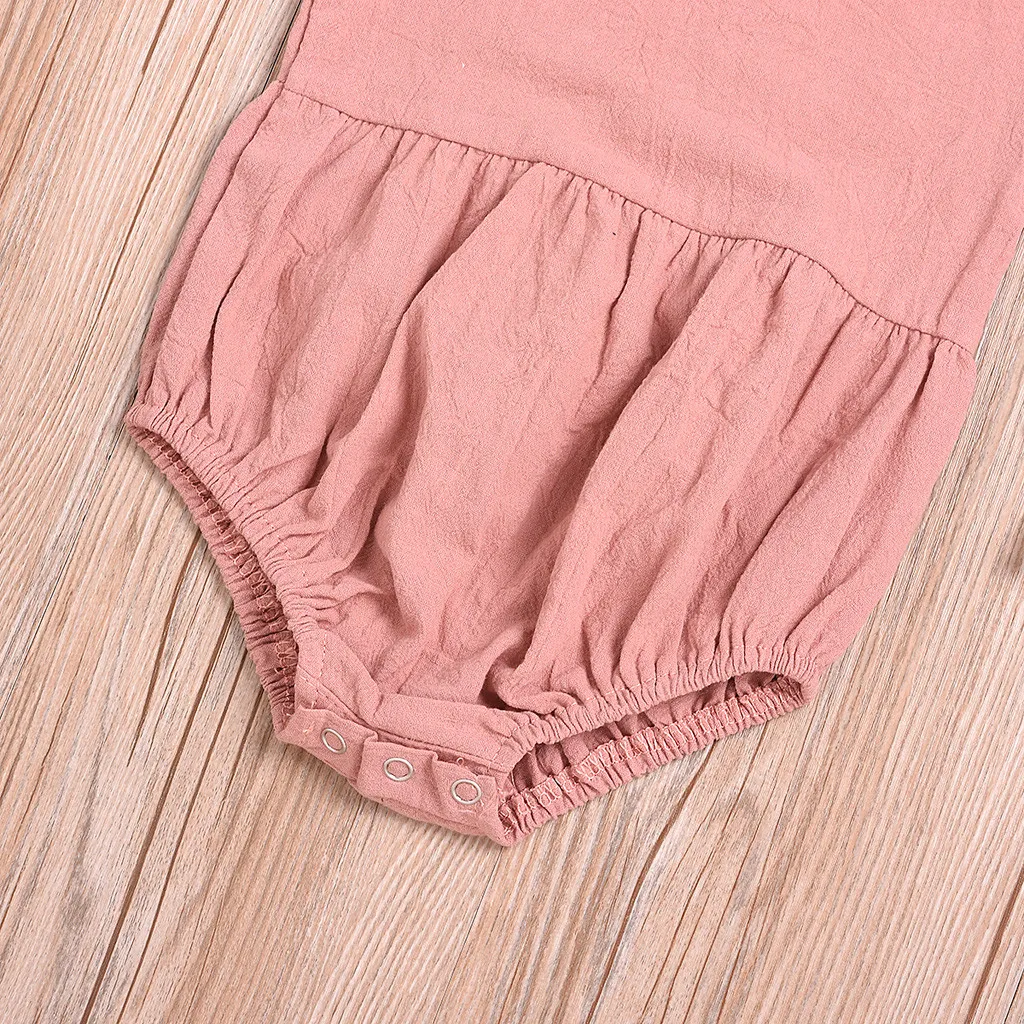 Комбинезон для новорожденных девочек однотонный комбинезон с короткими