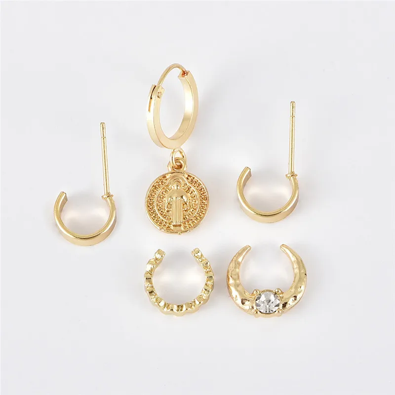 

Fashion Simple Earrings Set Geometric Metal Color Earrings For Women Crystal Small Stud Ear Jewerly Gift Accessories