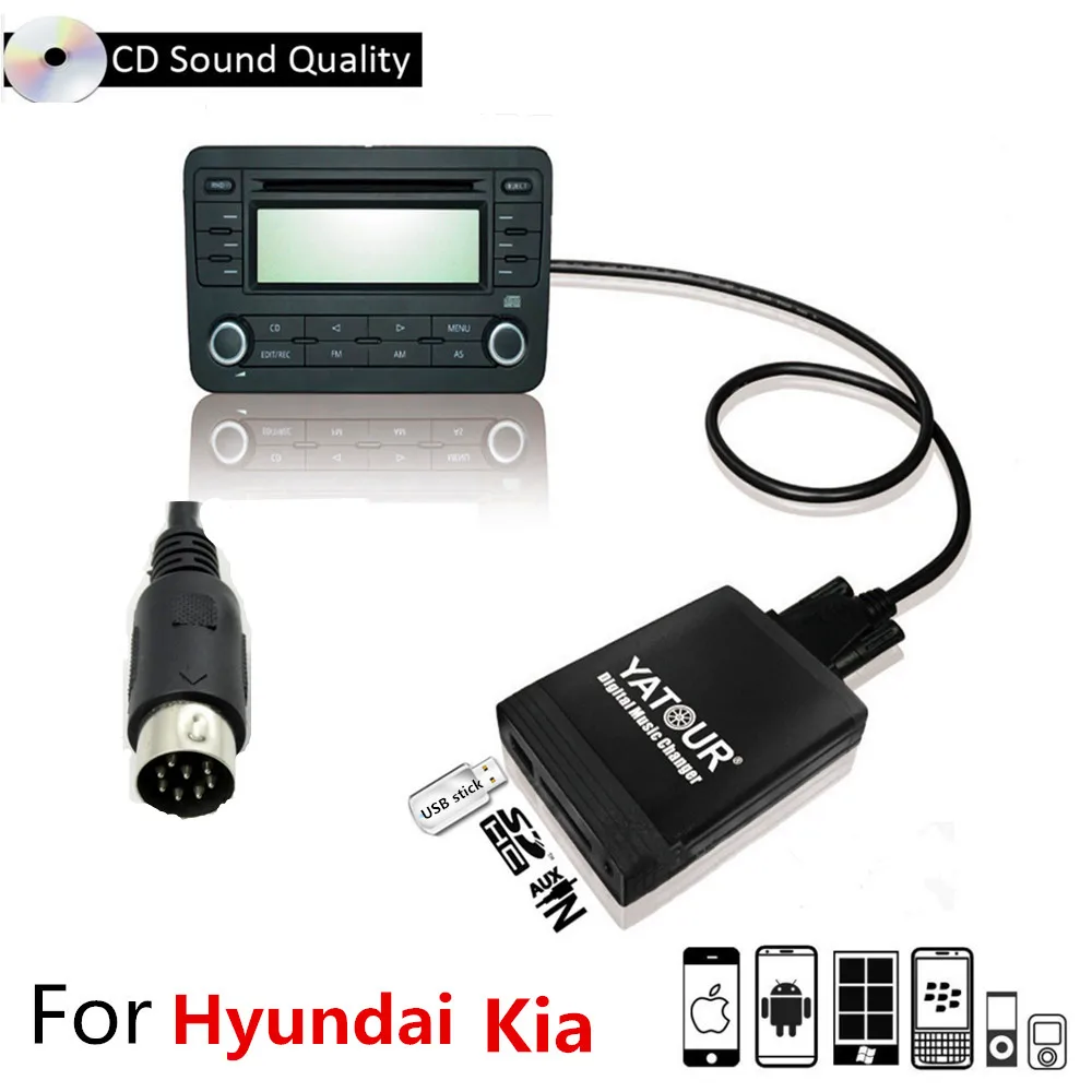 Yatour USB SD AUX Автомобильный MP3 плеер Радио CD Changer адаптер для Hyundai Kia акцентная соната