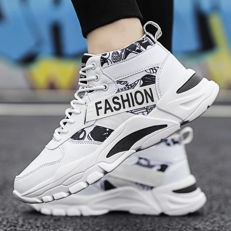 

2021 New Spring Trend Men's Shoes All-match Sports and Leisure High-top Sneakers Breathable Tide Shoes Casual Shoes