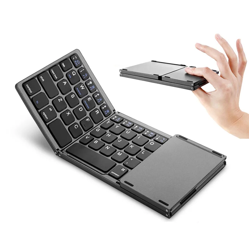 

Russian/Spanish/Arabic B033 Mini Folding Keyboard Wireless Bluetooth-compatible Keyboard With Touchpad For Windows Android IOS