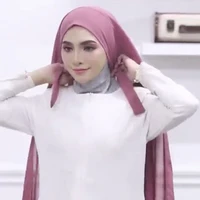fashion plain bubble chiffon with rope convenient womens hijab wrap solid color muslim hijabs scarf turbanet headscarf