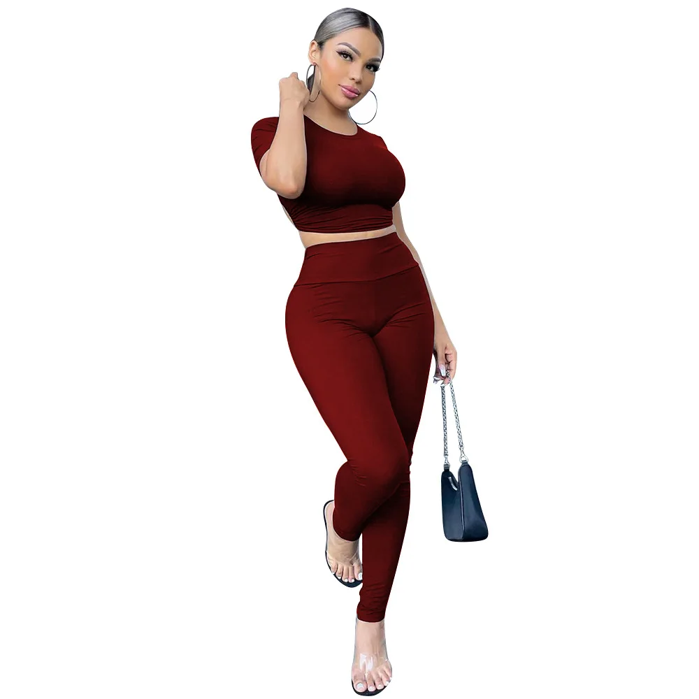 

2021 Autumn Summer New Product Fashion Leisure Sports Tracksuit Women's Tight Yoga Gym Clothes Two Piece Sets Sexy Fitness Wear