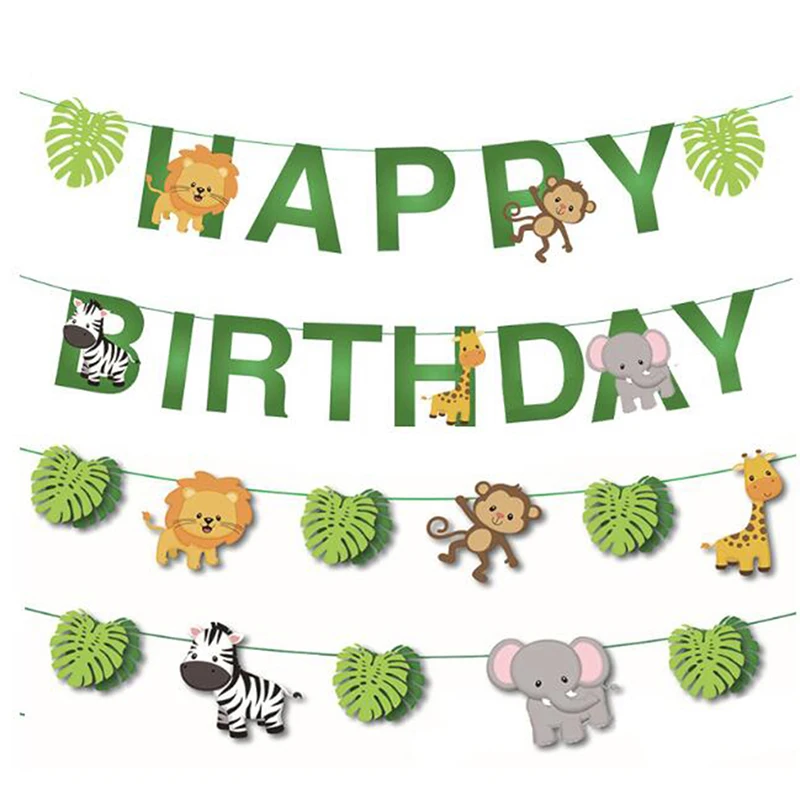 Украшения для вечеринки в честь Дня Рождения вечерние баннеры стиле сафари