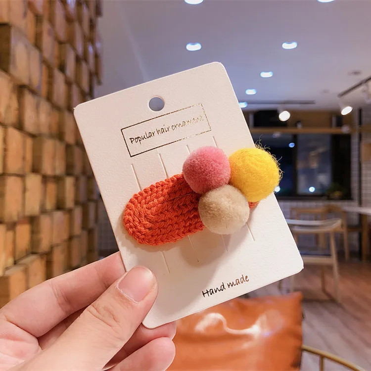 Модные милые заколки-пряжки с помпоном 24 шт. шпильки для волос заколки головной