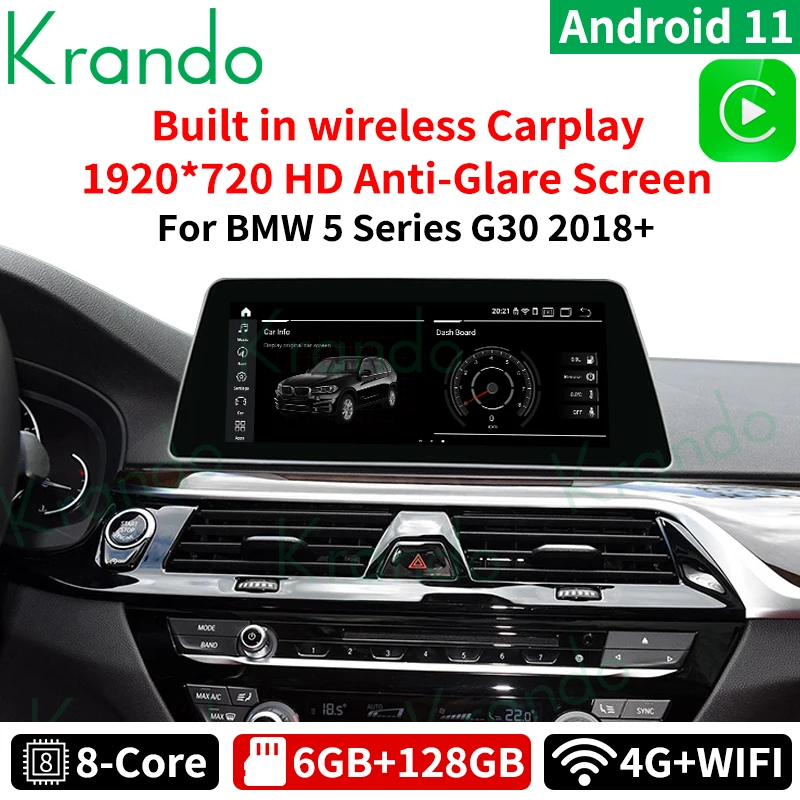 Автомобильный мультимедийный планшет Krando Android 11 0 10 25 дюйма для BMW 5 Series G30 2018-2020