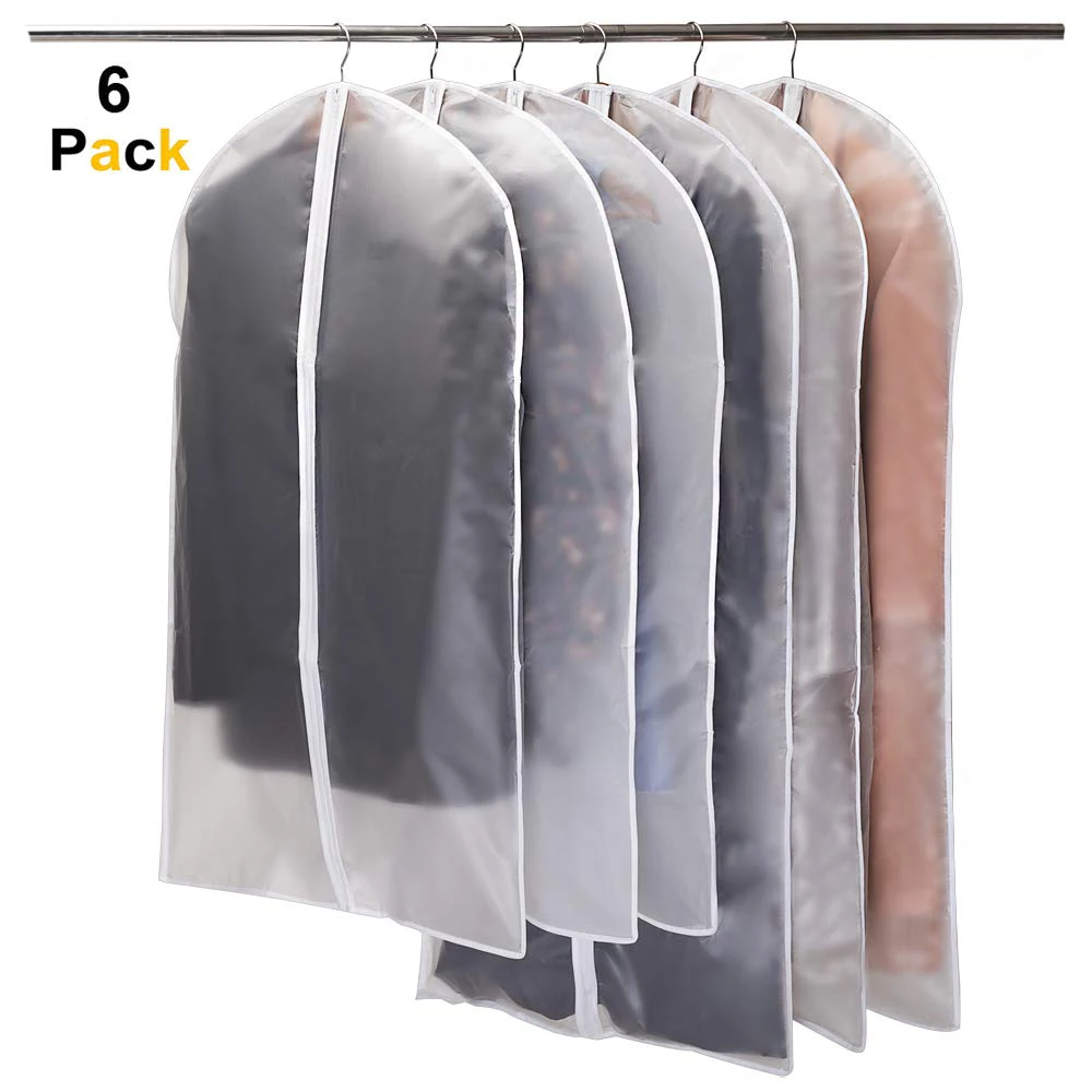 6pcs/set Transparent Clothing Covers Garment Suit Dress Jacket Clothes Coat Dustproof Cover Protector Travel Bag Dust Cover enlarge