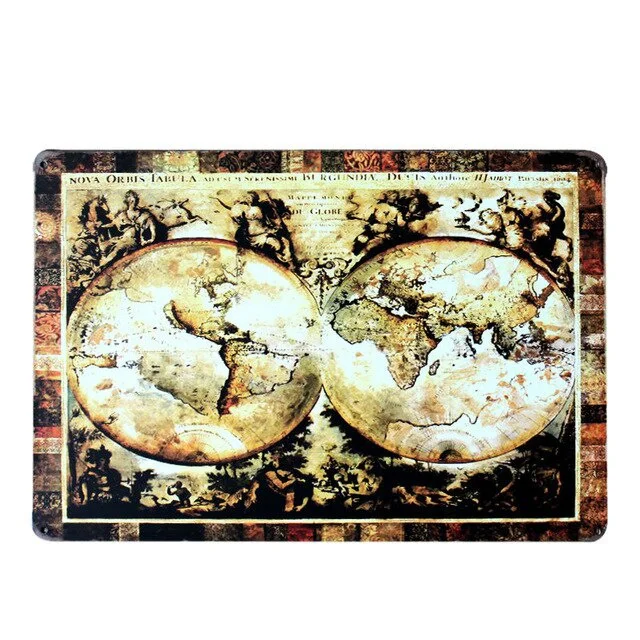 

World Map Vintage Metal Signs Decorative Tin Plates Wall Art Craft Handcrafted Bar Tavern Home Decor 20X30cm Wholesale A880