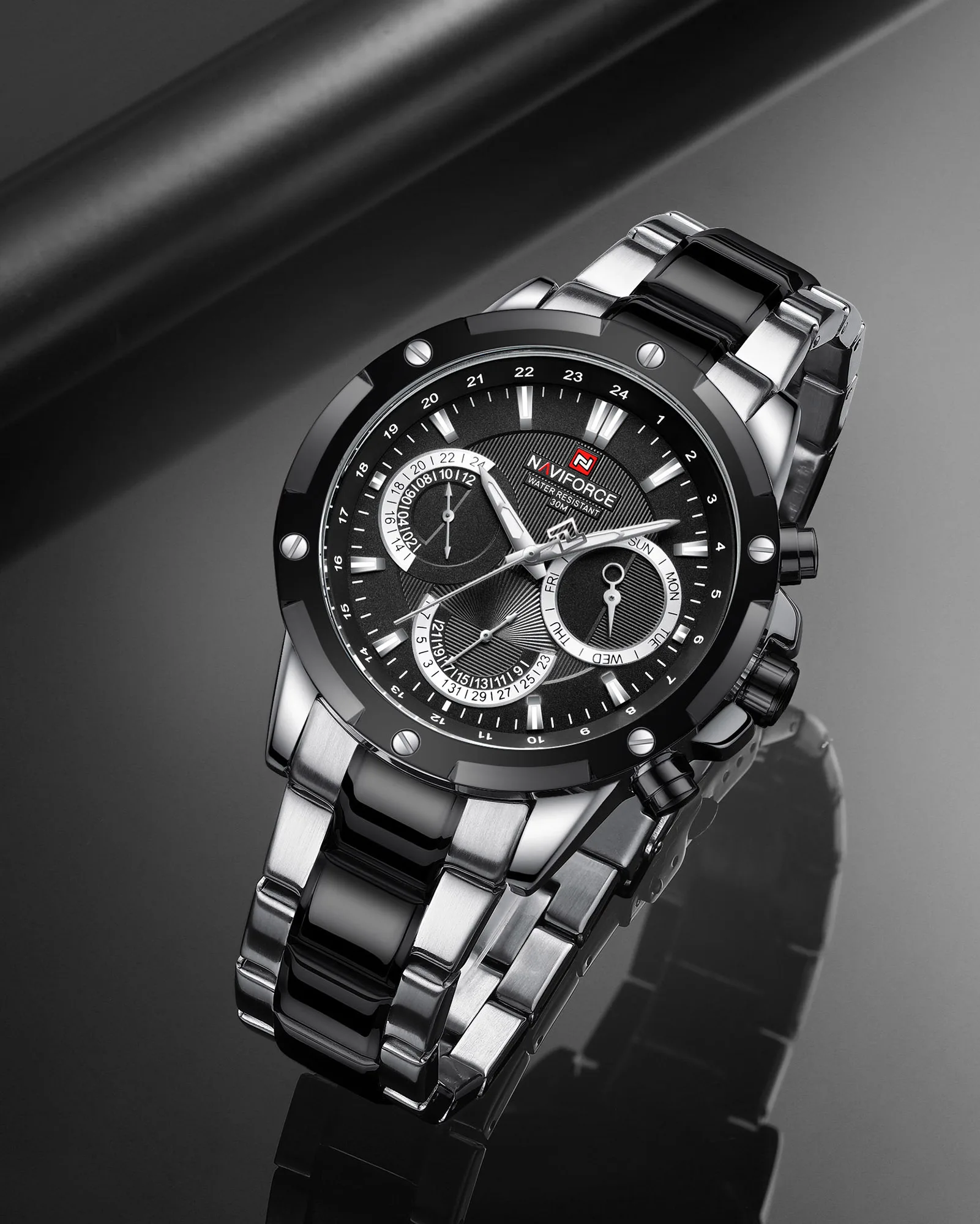 Часы NAVIFORCE Мужские кварцевые роскошные модные повседневные водонепроницаемые из