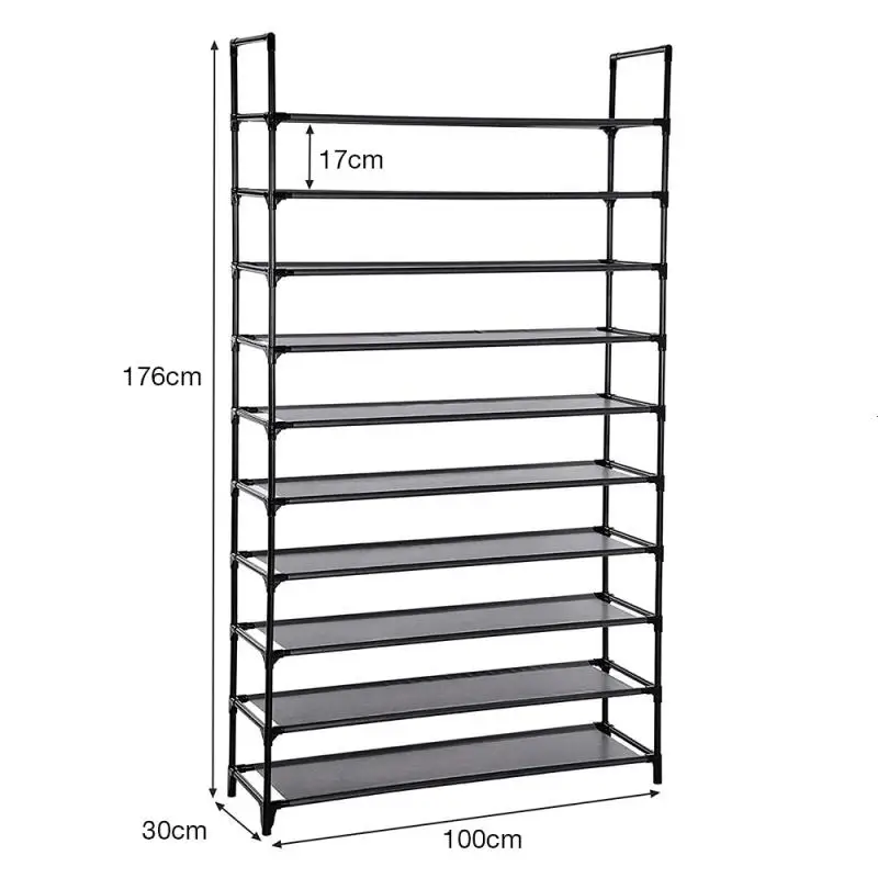 

High Capacity 10-layer Shoe Cabinets Metal Shoe Rack Home Storage Dustproof Storage Cabinet Holder Multi-function Organizer Rack