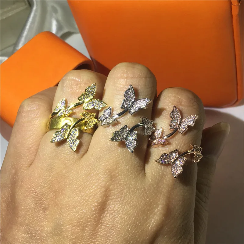 Butterfly shape 100% 925 Sterling Silver Ring Simulated Diamond Cz Engagement Wedding band rings for women Bridal Party Jewelry | Украшения