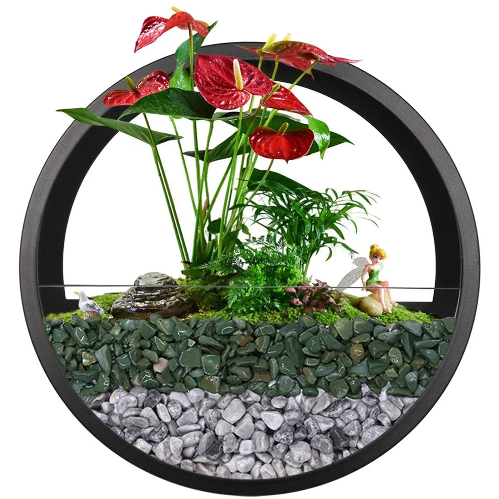

Hot Modern Round Iron Wall Vase Home Living Room Restaurant Hanging Flower Pot Wall Decor Succulent Plant Planters Art Vases