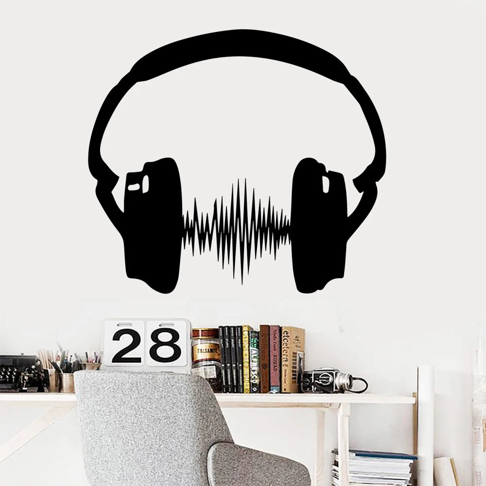 Настенная Наклейка смешной наушник съемная s Diy обои винило Декор настенные