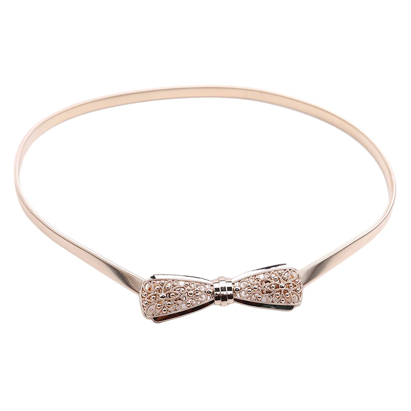 

BONJEAN Fashion Belts For Women Dress Ladies Gold Silver Bow Female Luxury Belts Chain Stretch Waist Belt Cinto Feminino BJ2036