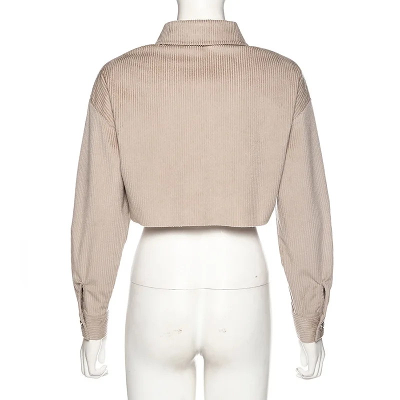 MONMOIRA однотонные вельветовые укороченные куртки для женщин уличные однобортные