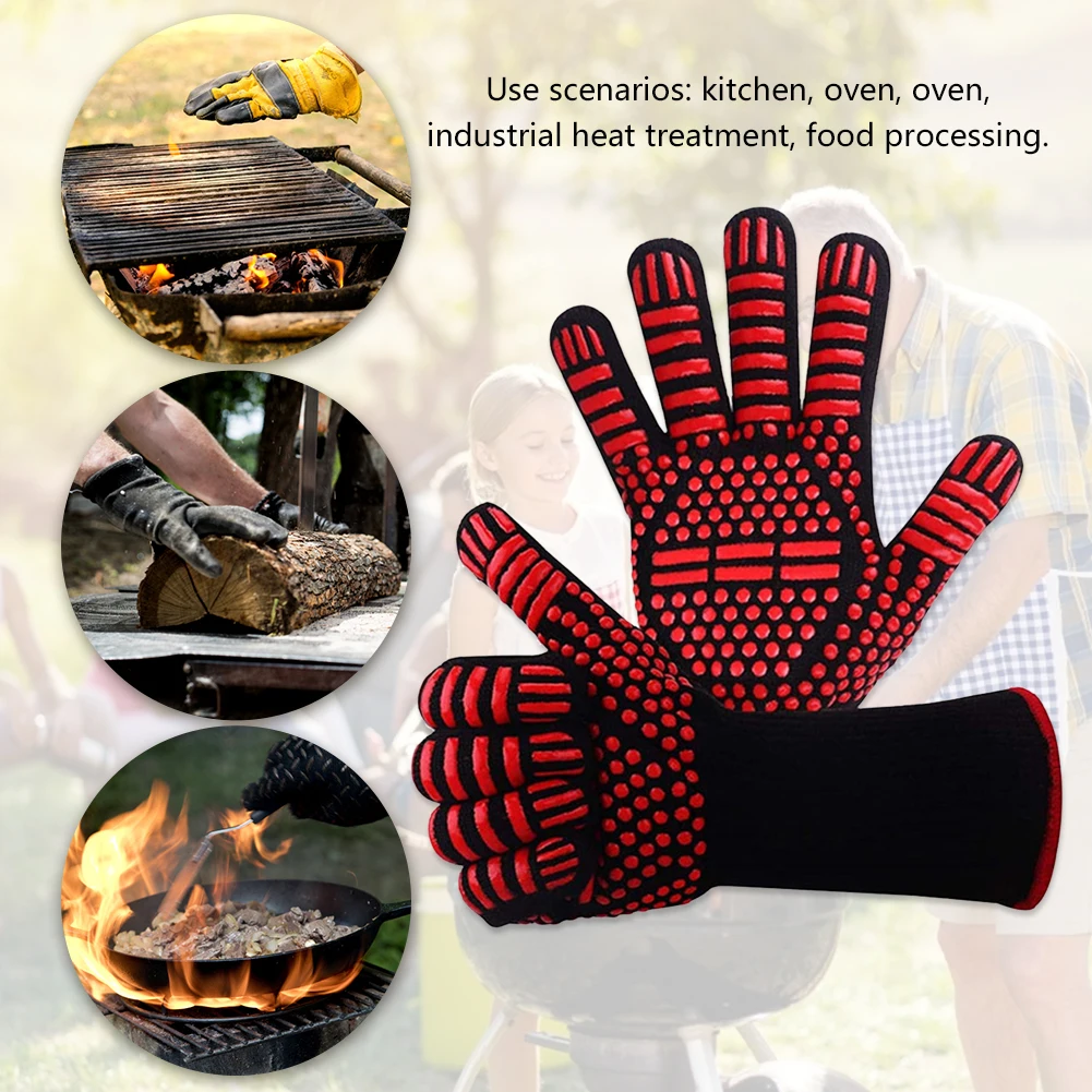 Перчатки для барбекю кухонные противоскользящие огнестойкие митенки духовки