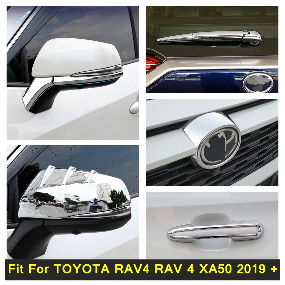 

Front Grille Center Head Logo Cover Rearview Mirror Trim ABS For TOYOTA RAV4 RAV 4 XA50 2019 - 2022 Chrome Exterior Accessories