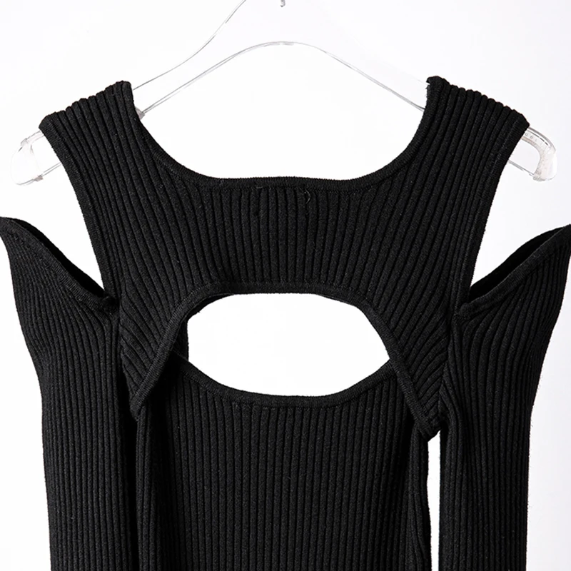 

[EAM] Hollow Out Knitting Sweater Loose Fit Slash Neck Long Sleeve Women Pullovers New Fashion Tide Autumn Winter 2021 1DD4435