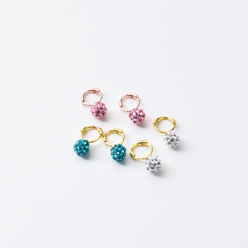 Серьги из стерлингового серебра 925 пробы с циркониевым шариком в виде белой