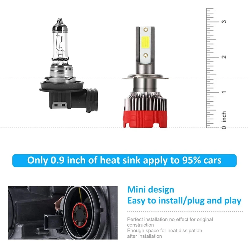 H7 LED Headlight Bulbs 6000K HIGH Beam Low 55W 8000 Lumens Fog Lamp Bright Waterproof DOB Kit 2 Lamps Rotation | Автомобили и