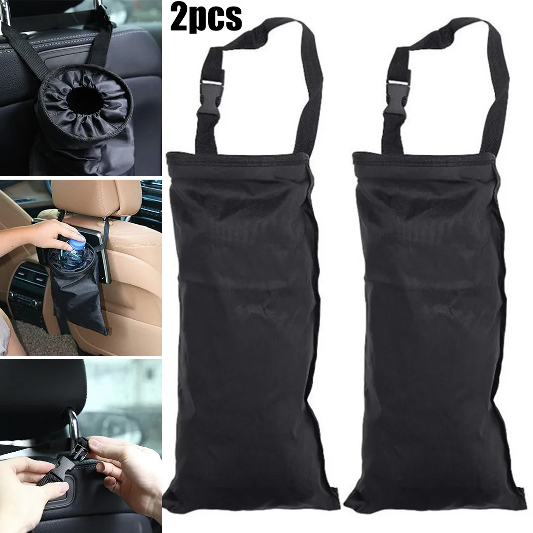 

2Pcs Car Bin Seat Back Litter Trash Garbage Hang Bag Holder Container Storage Multi-function Storage For Travel Car Seat Back