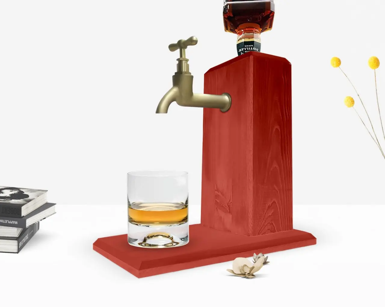 

BK Home Tap подставка для виски из натурального дерева-красная плитка
