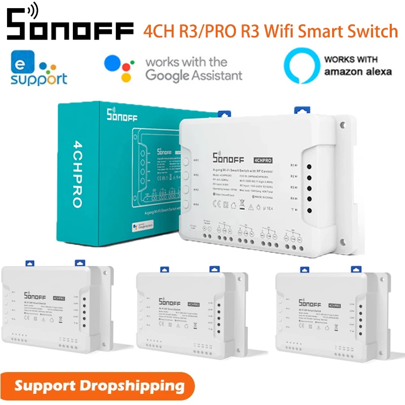 Фото Умный выключатель SONOFF R3/PRO R3 4-канальный светильник Wi-Fi таймер для умного дома