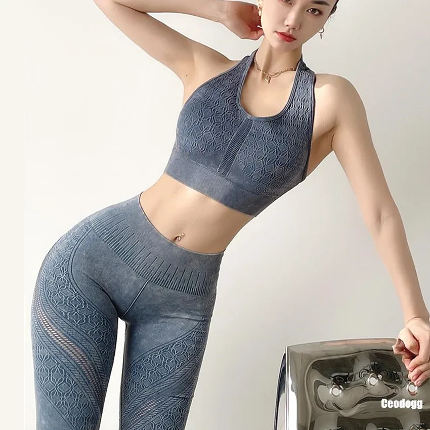 

2022 Relief Yoga Suits Women Fitness Gym Clothing Sports Bra High Waist Leggings Sportswear Female Suits Push Up Yoga Sets
