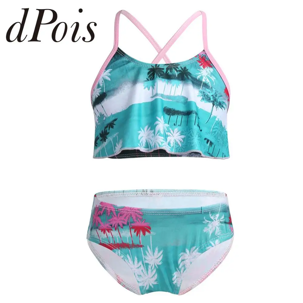 Купальный костюм для девочек из 2 предметов детский купальный танкини с принтом